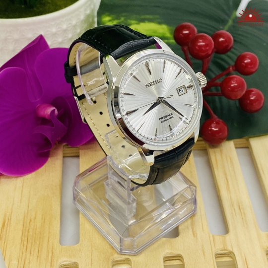 Đồng Hồ Tự Động Seiko Niềng Inox Mặt Trắng Bạc