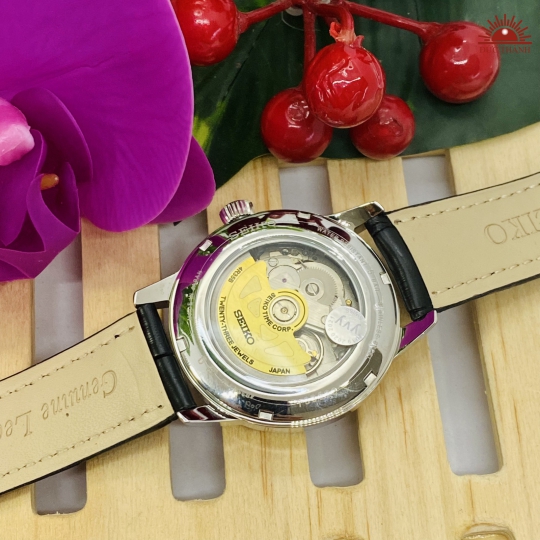 Đồng Hồ Tự Động Seiko Niềng Inox Mặt Trắng Bạc