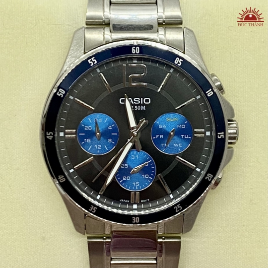 Đồng hồ Nam Casio 5374- 6 kim - Xanh Đen