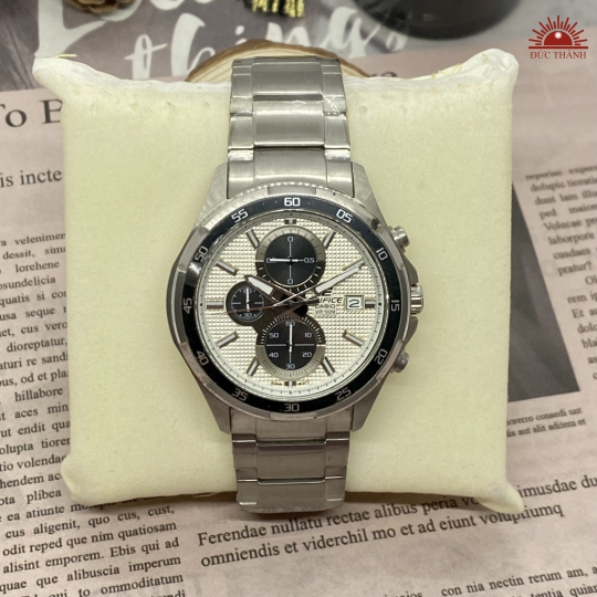 Đồng hồ Nam Casio Edifice 5345 - 6 kim - Inox Mặt Kem