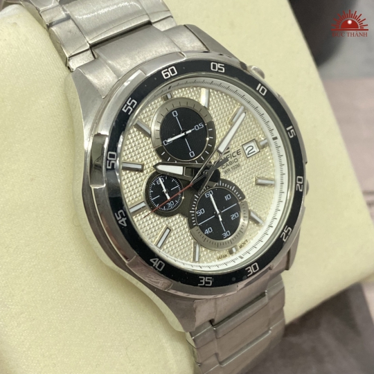Đồng hồ Nam Casio Edifice 5345 - 6 kim - Inox Mặt Kem