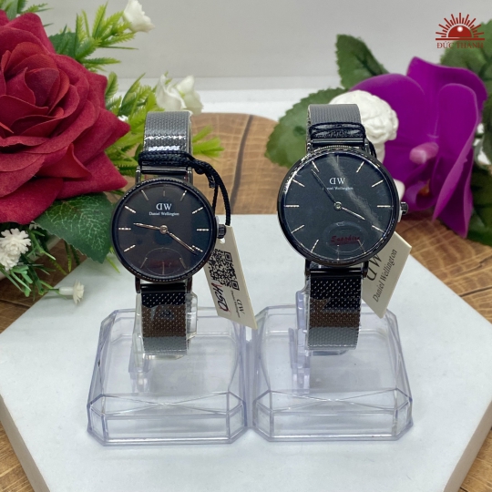 Đồng Hồ Cặp DW 6729  - Vỏ Xi Dây Inox  - Full Đen