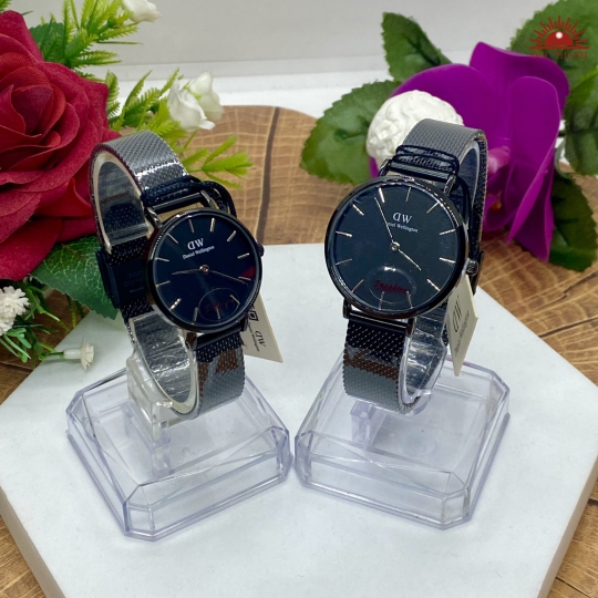 Đồng Hồ Cặp DW 6729  - Vỏ Xi Dây Inox  - Full Đen