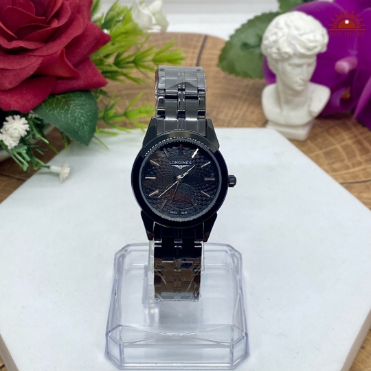 Đồng Hồ Nữ Longines - Vỏ Xi Dây Inox - Full Đen
