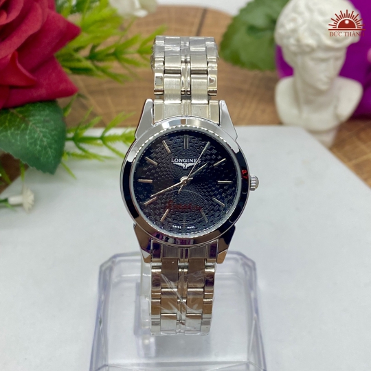 Đồng Hồ Nữ Longines Vỏ Xi Dây Inox - Trắng Mặt Đen