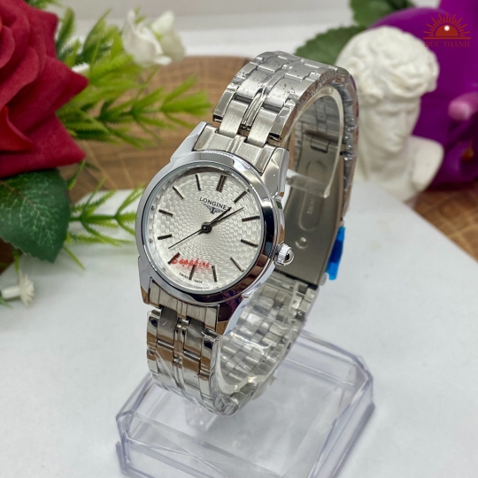 Đồng Hồ Nữ Longines Vỏ Xi Dây Inox - Full Trắng 
