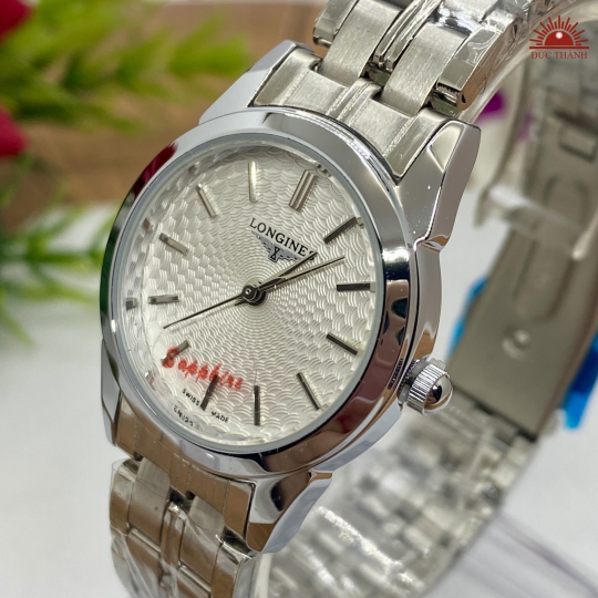 Đồng Hồ Nữ Longines Vỏ Xi Dây Inox - Full Trắng 