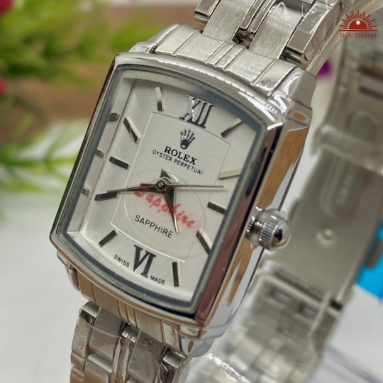 Đồng Hồ Rolex Vuông 6438L Vỏ Xi Dây Inox - Full Trắng