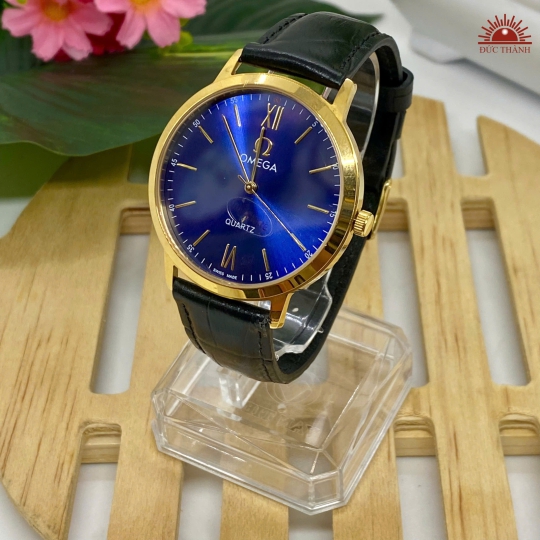 Đồng hồ Nam Omega A003G - Mặt Xanh Niềng Vàng