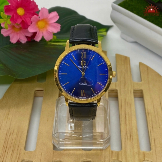 Đồng hồ Nam Omega A003G - Mặt Xanh Niềng Vàng