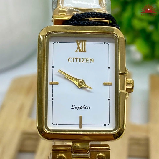 Đồng Hồ Nữ Citizen - Mặt Trắng  Niềng Vàng - 7157