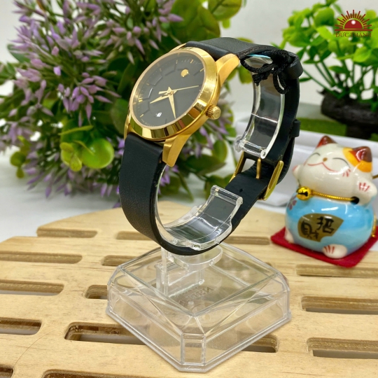 Đồng Hồ Nữ Movado - Mặt Đen Niềng Vàng - 1697