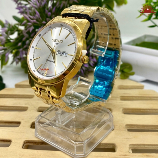 Đồng Hồ Nam Seiko - Mặt Trắng Niềng Vàng - SK2084