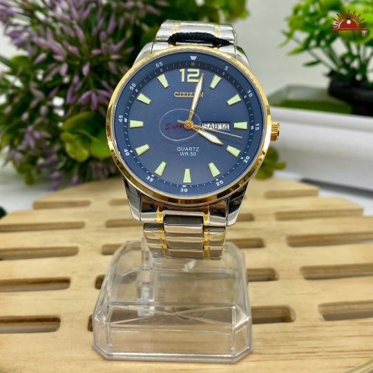 Đồng Hồ Nam Citizen - Mặt Xanh Niềng Vàng - 2210M