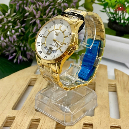 Đồng Hồ Nam Seiko- Mặt Trắng  Niềng Vàng - SE970527