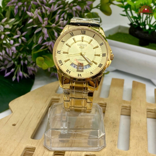 Đồng Hồ Nam Seiko- Mặt Vàng Niềng Vàng - SE970527