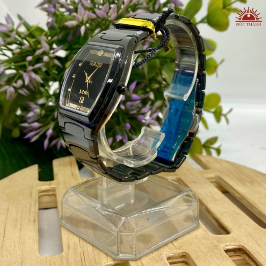 Đồng Hồ Nam Đá Đúc Rado - Mặt Đen Niềng Đen - 6840G