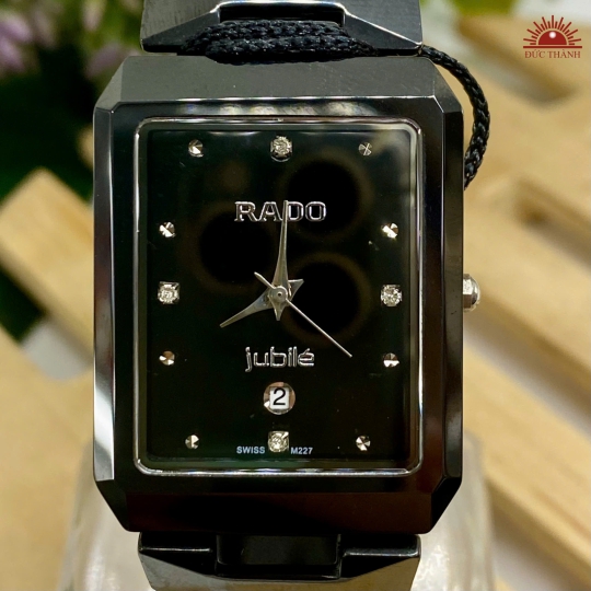 Đồng Hồ Nam Đá Đúc Rado - Mặt Đen Niềng Đen - 2248G