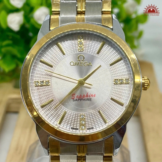 Đồng Hồ Nam Omega - Mặt Trắng  Niềng Vàng - 6022G
