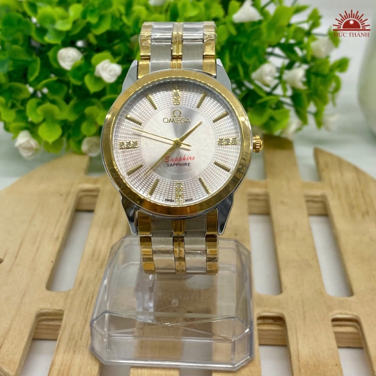 Đồng Hồ Nam Omega - Mặt Trắng  Niềng Vàng - 6022G