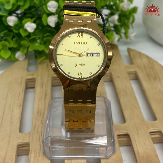 Đồng Hồ Nam Đá Đúc Rado - Mặt Vàng Niềng Vàng - 6028G