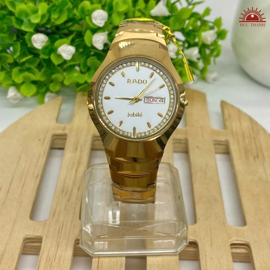 Đồng Hồ Nam Đá Đúc Rado - Mặt Trắng Niềng Nâu - 6037G