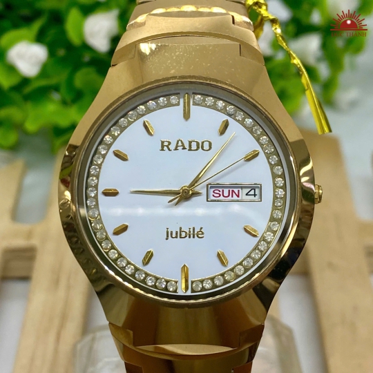 Đồng Hồ Nam Đá Đúc Rado - Mặt Trắng Niềng Nâu - 6037G