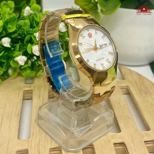 Đồng Hồ Nam Đá Đúc Rado - Mặt Trắng Niềng Vàng - 6604M
