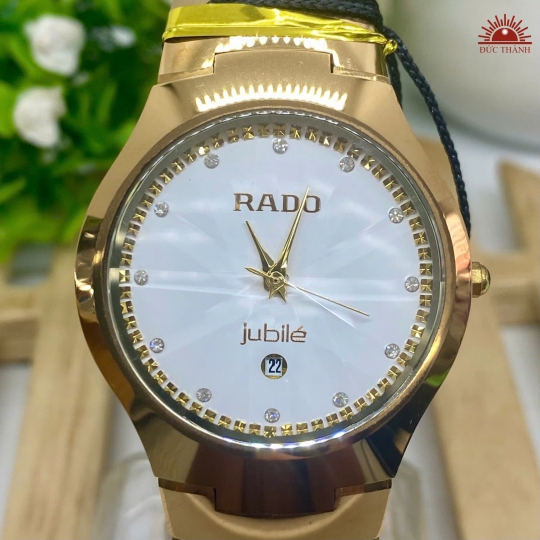 Đồng Hồ Nam Đá Đúc Rado - Mặt Trắng Niềng Vàng - 6020G