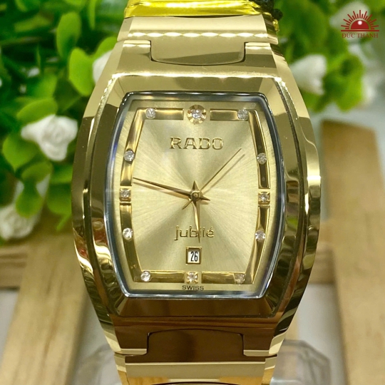 Đồng Hồ Nam Đá Đúc Rado - Mặt Vàng Niềng Vàng - K030