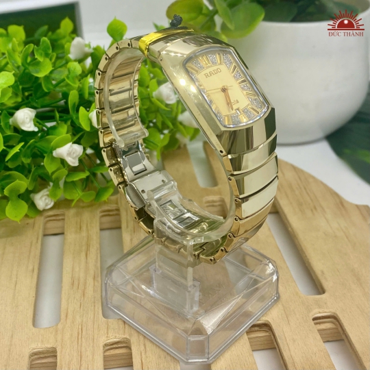 Đồng Hồ Nam Đá Đúc Rado - Mặt Vàng Niềng Vàng - K027
